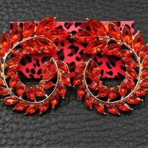 Betsey Johnson Red Crystal Stud Earrings